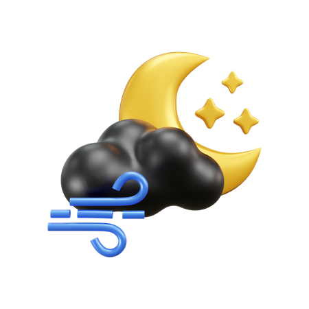 Temps venteux nuage  3D Icon