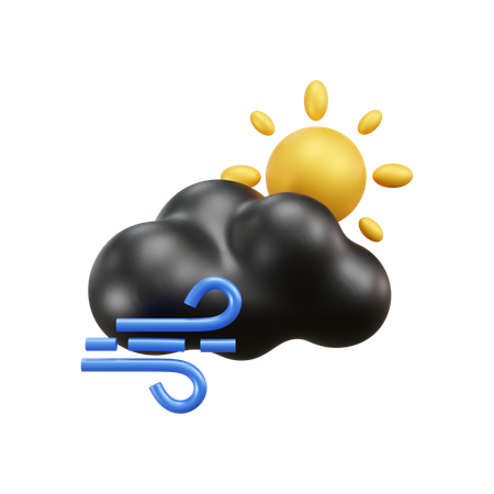 Temps venteux nuage  3D Icon