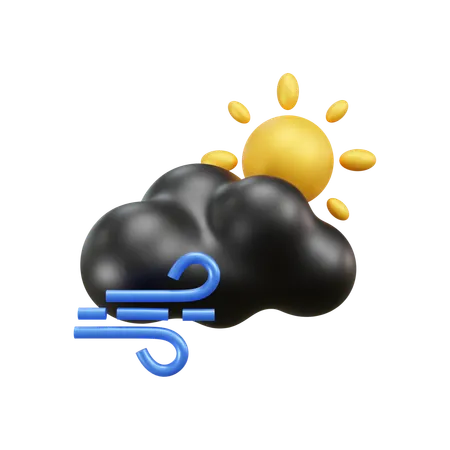 Temps venteux nuage  3D Icon