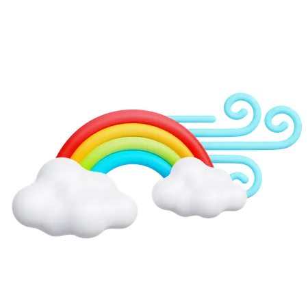 Arc en ciel nuageux  3D Icon