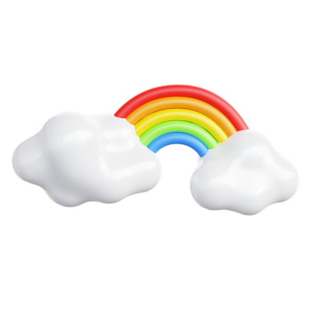 Arc en ciel nuageux  3D Icon