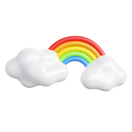 Arc en ciel nuageux  3D Icon