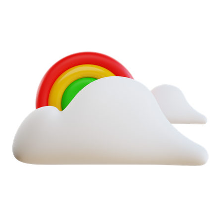 Nuageux avec arc-en-ciel  3D Icon