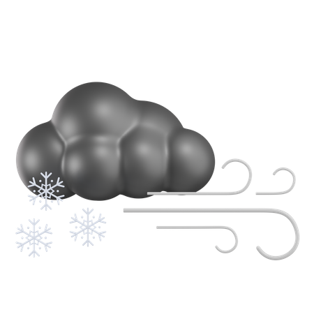 Nuageux avec vent et neige  3D Icon