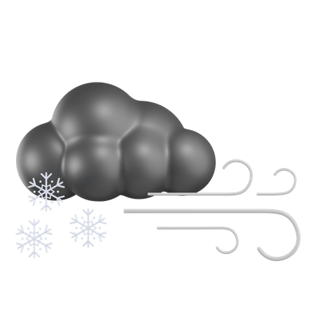 Nuageux avec vent et neige  3D Icon