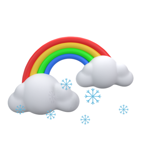 Chutes de neige nuageuses et arc-en-ciel  3D Icon