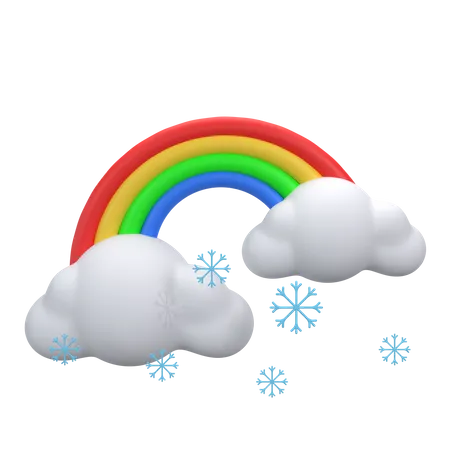 Chutes de neige nuageuses et arc-en-ciel  3D Icon