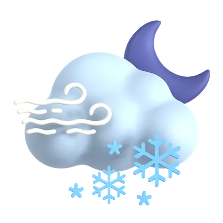 Vent de neige nuageux la nuit  3D Icon