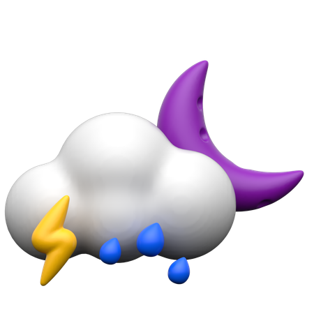 Pluie de tonnerre nuageux  3D Icon