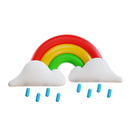 Nuageux pluvieux avec arc-en-ciel  3D Icon