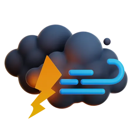 Orage de vent nuageux  3D Icon
