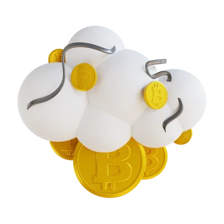 Bitcoin en la nube  3D Illustration