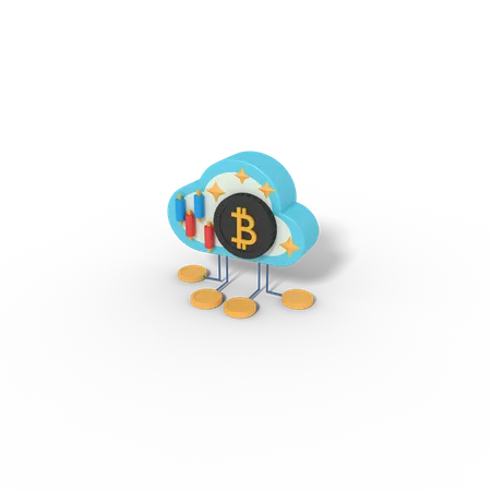 Bitcoin en la nube  3D Icon