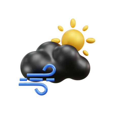 Nube clima ventoso  3D Icon