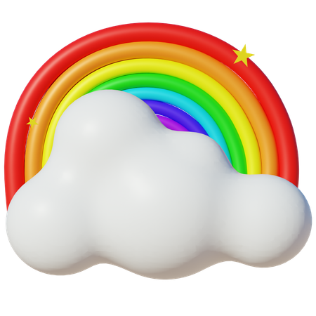 Nube con arcoiris  3D Icon