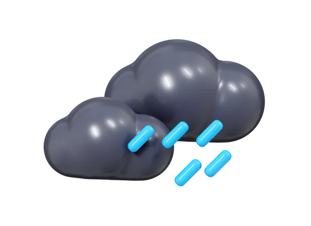 Nube con lluvia  3D Icon