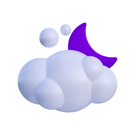 Nube con luna  3D Illustration