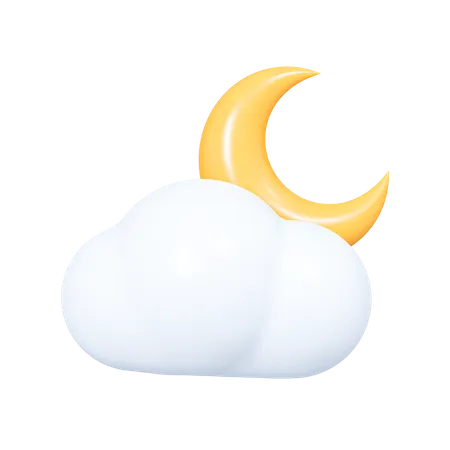 Nube con luna creciente  3D Icon