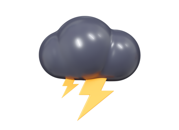 Nube con relámpago  3D Icon