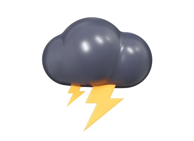 Nube con relámpago  3D Icon