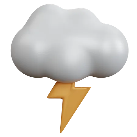 Nube con relámpago  3D Icon