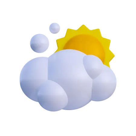 Nube con sol  3D Illustration