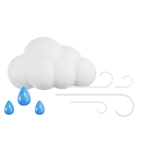 Nube con viento y lluvia  3D Icon
