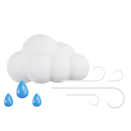 Nube con viento y lluvia  3D Icon