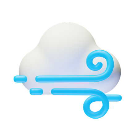 Nube de día ventoso  3D Icon