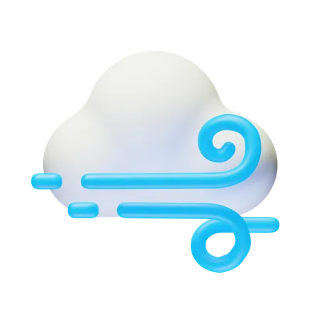 Nube de día ventoso  3D Icon