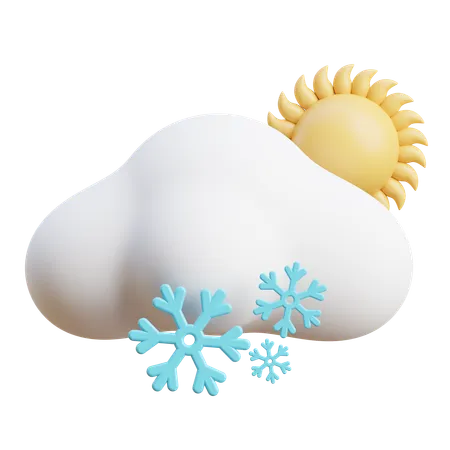 Nube de nieve con sol  3D Icon