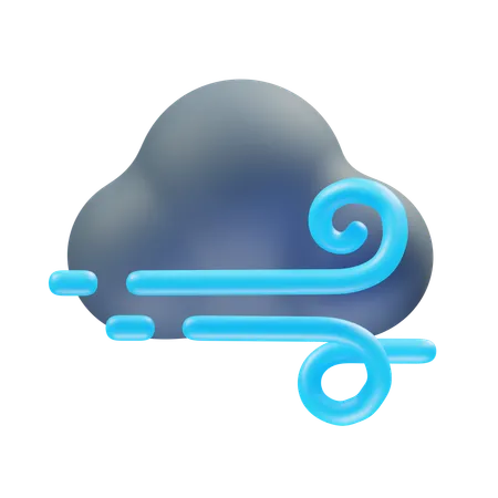 Nube de noche ventosa  3D Icon