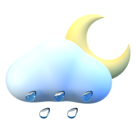 Lluvia Luna Nube  3D Icon