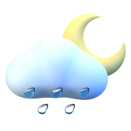 Lluvia Luna Nube  3D Icon