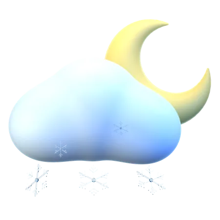 Nube luna nieve  3D Icon