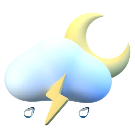 Nube luna tormenta  3D Icon