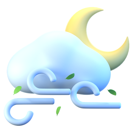 Nube luna viento  3D Icon