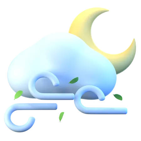 Nube luna viento  3D Icon