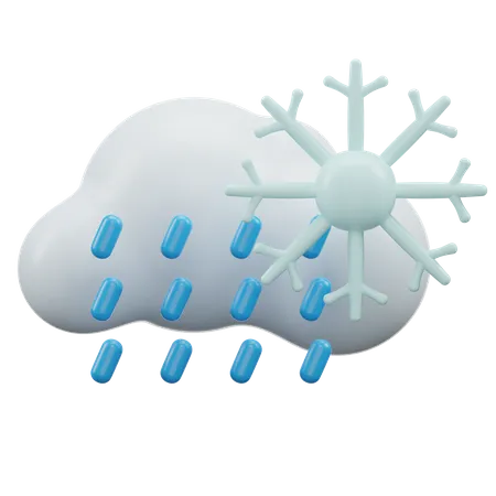 Lluvia de nubes nevadas  3D Icon