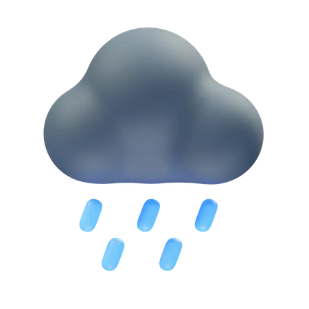 Nube nocturna de fuertes lluvias.  3D Icon