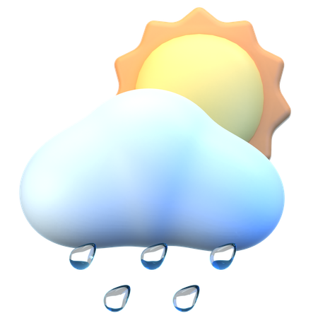 Nube Sol Lluvia  3D Icon