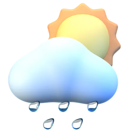 Nube Sol Lluvia  3D Icon