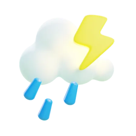 Trueno de nube  3D Icon