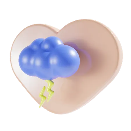 Trueno de nube con corazón  3D Icon