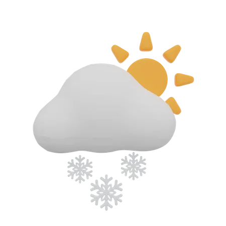 Nube tormenta de nieve día sol clima  3D Icon