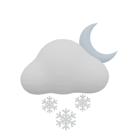 Nube tormenta de nieve noche luna clima  3D Icon