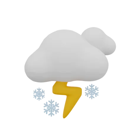 Nube tormenta de nieve tormenta trueno nublado  3D Icon
