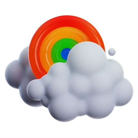 Nube y arcoiris  3D Icon