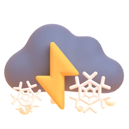 Nube y copos de nieve  3D Illustration