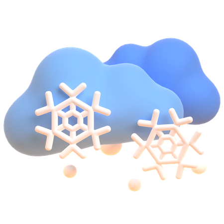 Nube y copos de nieve  3D Illustration